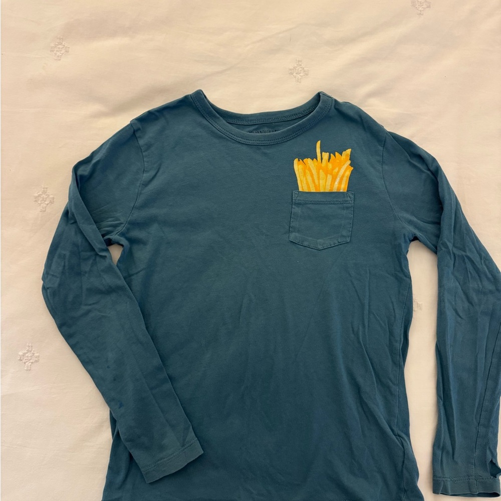 Crewcuts Teal Long Sleeve Shirt with French Fries Pocket